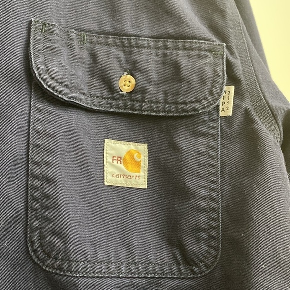 Carhartt Long sleeve Fire resistant Shirt Men’s SZ MT Navy Workwear heavy duty - Picture 4 of 9